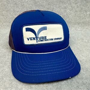 Venture Construction Hat‎ Blue Gray Mesh SnapBack Rope Brim Work Wear Casual